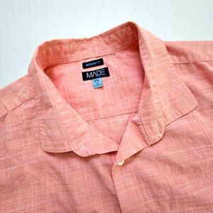 Made Cam Newton Shirt Mens XXL Orange Short Sleeve Modern Fit Button Up